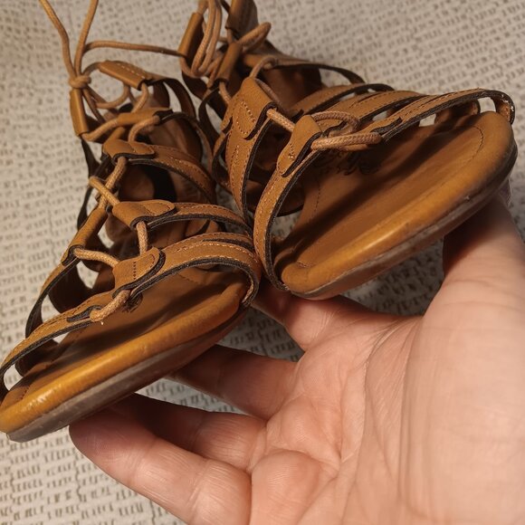 Brash women's lace up ankle high gladiator sandals low wedge heel sz 12 - Picture 6 of 13